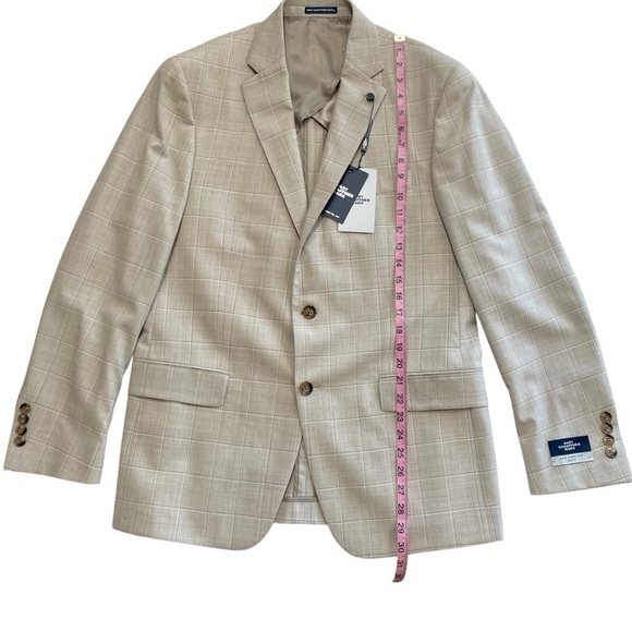 Hart Schaffner Marx Suit Mens 40 Reg New York Fit Cream/Beige Windowpane $795 - Picture 7 of 16